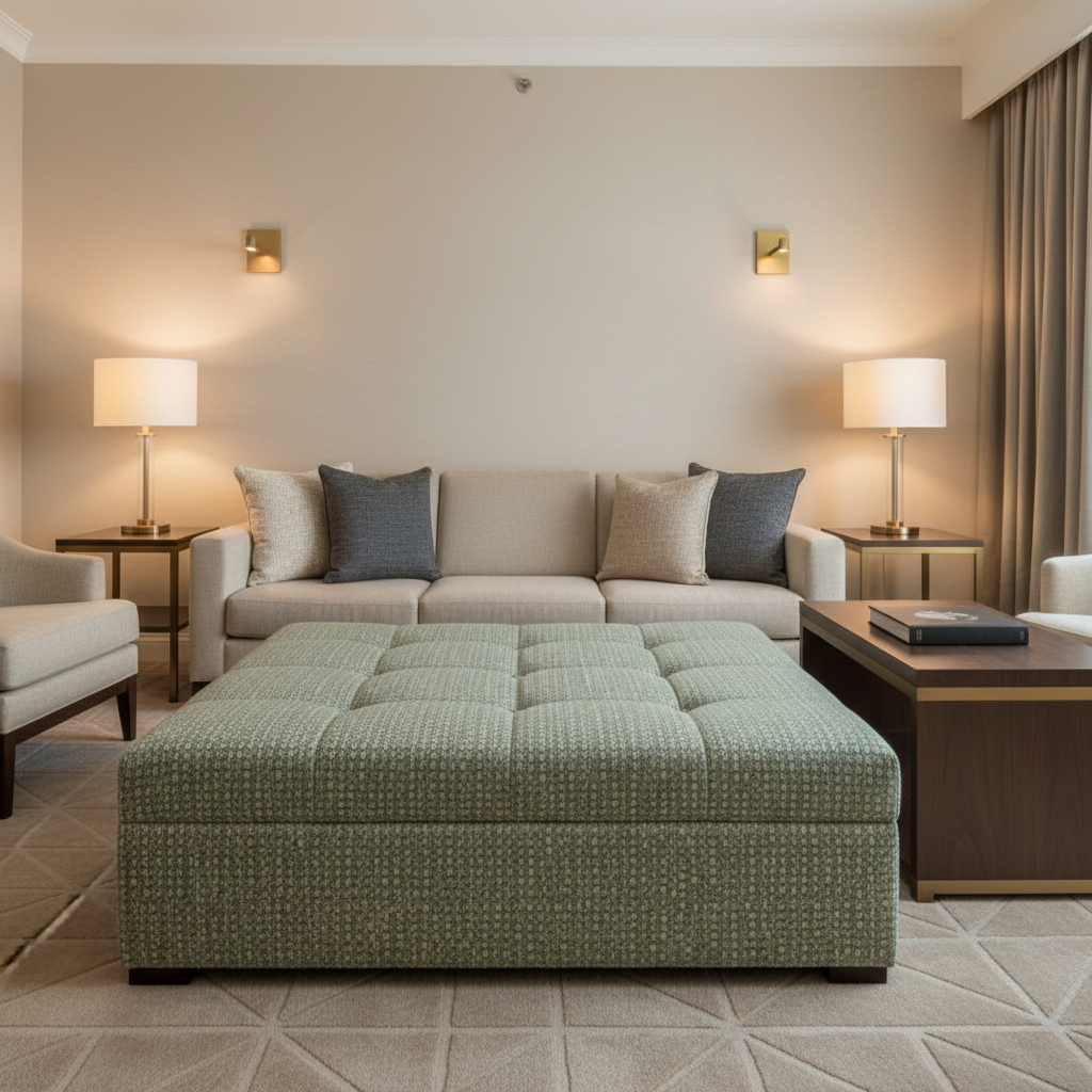 Turks Landing - Verde Upholstered Ottoman | Architectural Fabrics
