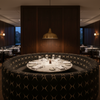Geometric Diamond Velvet Onyx Sand Upholstered Banquette | Architectural Fabrics