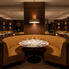 Fine Pebble Grain Golden Honey Upholstered Banquette | Architectural Fabrics