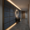 Woven Crosshatch Texture Deep Indigo Upholstered Wall Panel | Architectural Fabrics