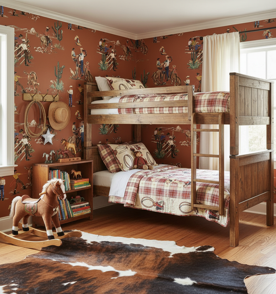 The Original Yeeha 1950's Cowboy Retro | Architectural Wallcoverings - Boys Bedroom Room Setting
