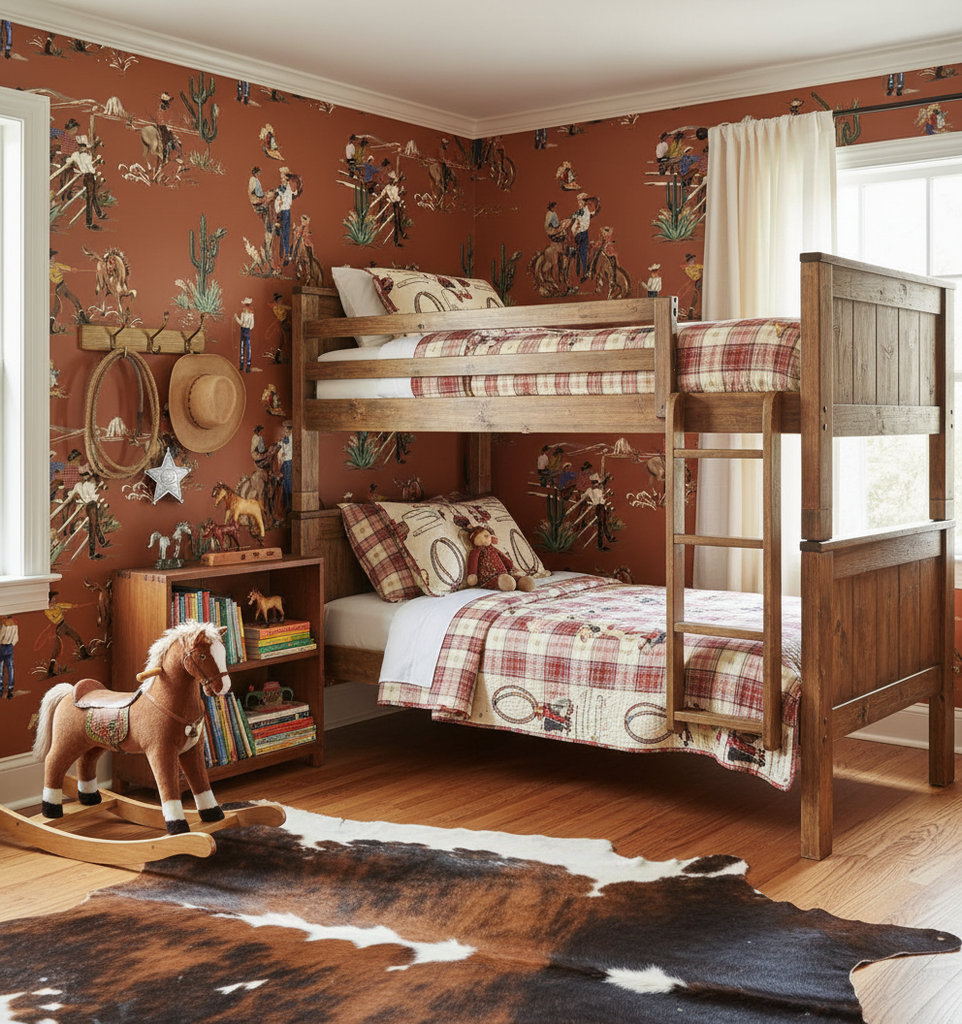 The Original Yeeha 1950's Cowboy Retro | Architectural Wallcoverings - Boys Bedroom Room Setting