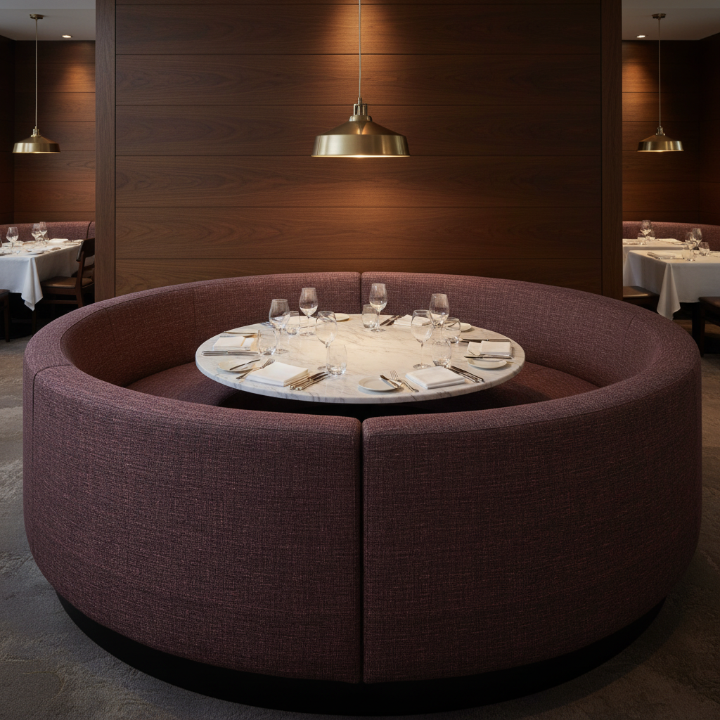 Woven Textured Effect Merlot Mauve Upholstered Banquette | Architectural Fabrics