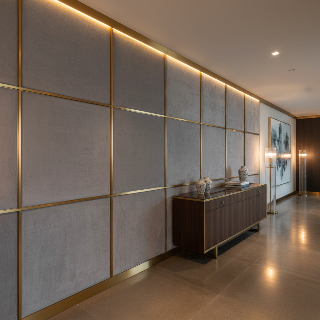 Ultrasuede  Cement  Grey Upholstered Wall Panel | Ultrasuede Upholstery