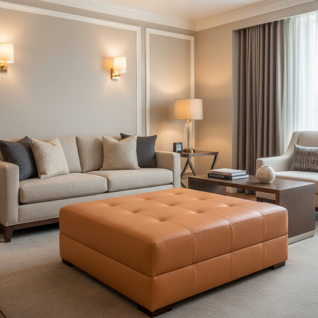 Nassau - Mango Upholstered Ottoman | Architectural Fabrics
