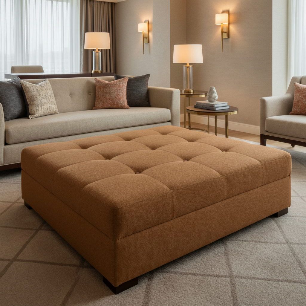Aarden - Sienna Earth Silicone Hybrid Upholstered Ottoman | Architectural Fabrics