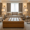 Embossed Reptile Skin Golden Brown Upholstered Ottoman | Architectural Fabrics