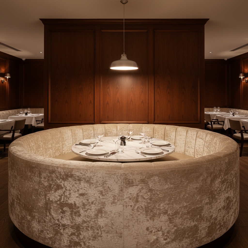 Crushed Velvet Texture Cream Pearl Upholstered Banquette | Architectural Fabrics