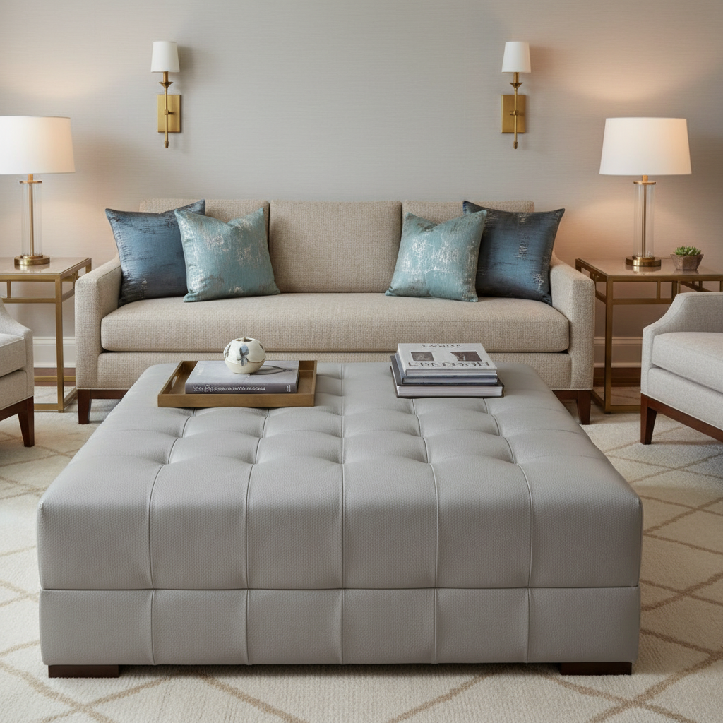 Turquoise Bay - Nimbus Upholstered Ottoman | Architectural Fabrics
