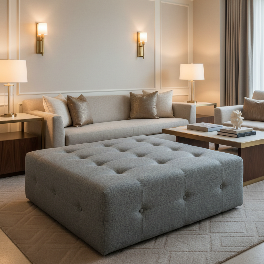 Peter Island - Metal Upholstered Ottoman | Architectural Fabrics