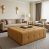 Fine Vertical Texture Golden Tan Upholstered Ottoman | Architectural Fabrics