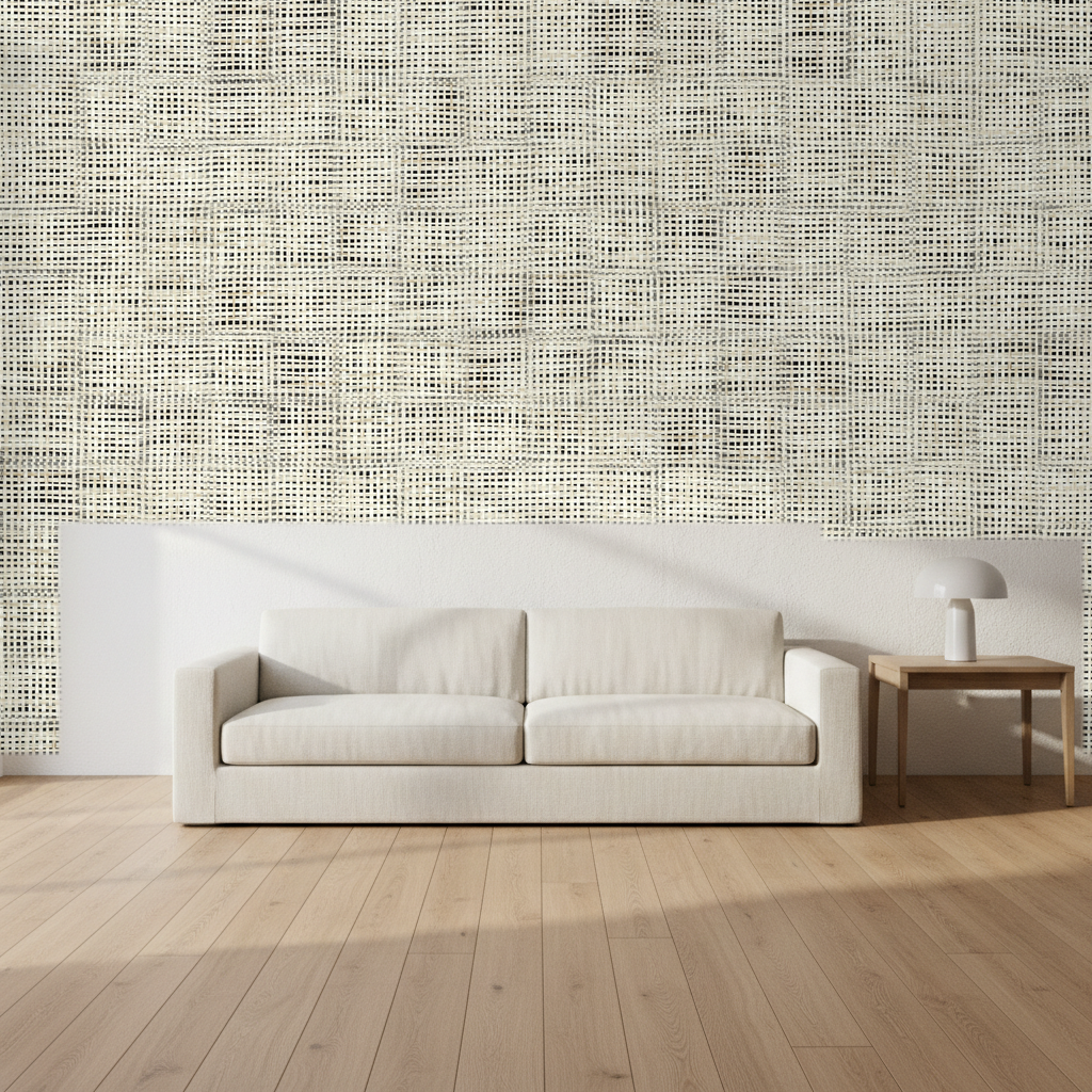 Montauk Paperweave Barley & Black Gloss Wallcovering | Phillipe Romano room setting