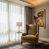 Fine Horizontal Stripes Olive Bronze Upholstered Chair | Architectural Fabrics