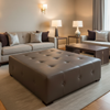 Alamo - Cocoa Bean Performance Vinyl Upholstered Ottoman | Architectural Fabrics