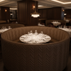 Channel Chevron Stitch Rich Umber Upholstered Banquette | Architectural Fabrics