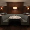 Brushed Linen Weave Charcoal Gray Upholstered Banquette | Architectural Fabrics