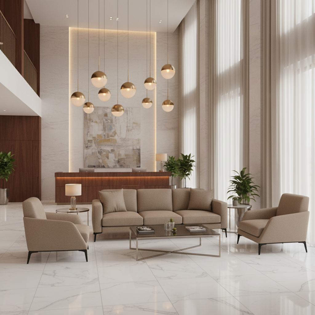 Algiers - Taupe Performance Vinyl Upholstered Sofa | Architectural Fabrics