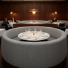 Geometric Woven Texture Silver Mist Upholstered Banquette | Architectural Fabrics