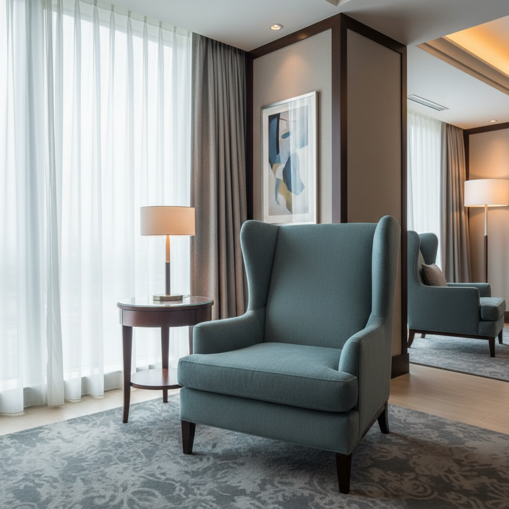 Smooth Solid Texture Dusty Teal Upholstered Chair | Architectural Fabrics