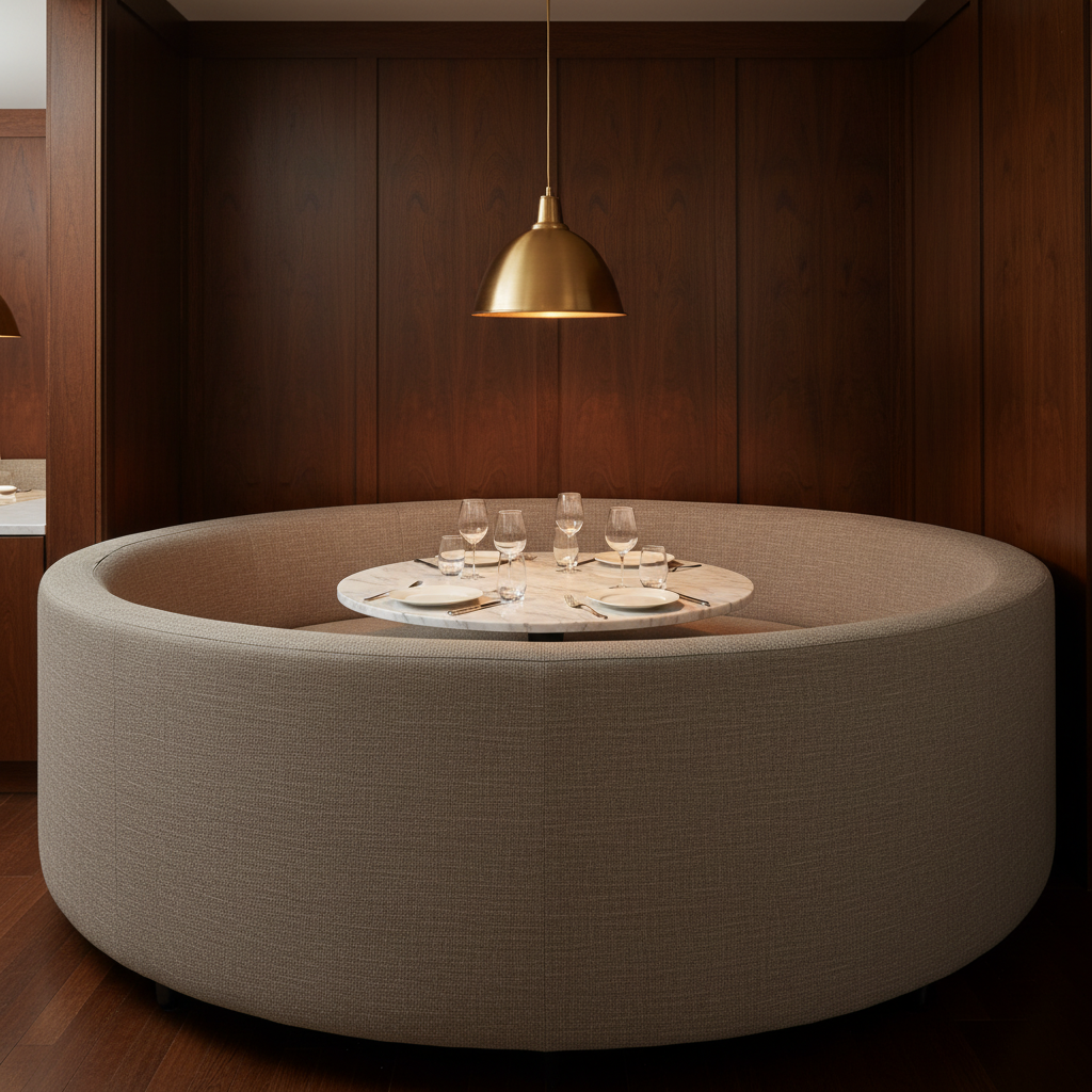 Fine Pebble Texture Taupe Stone Upholstered Banquette | Architectural Fabrics