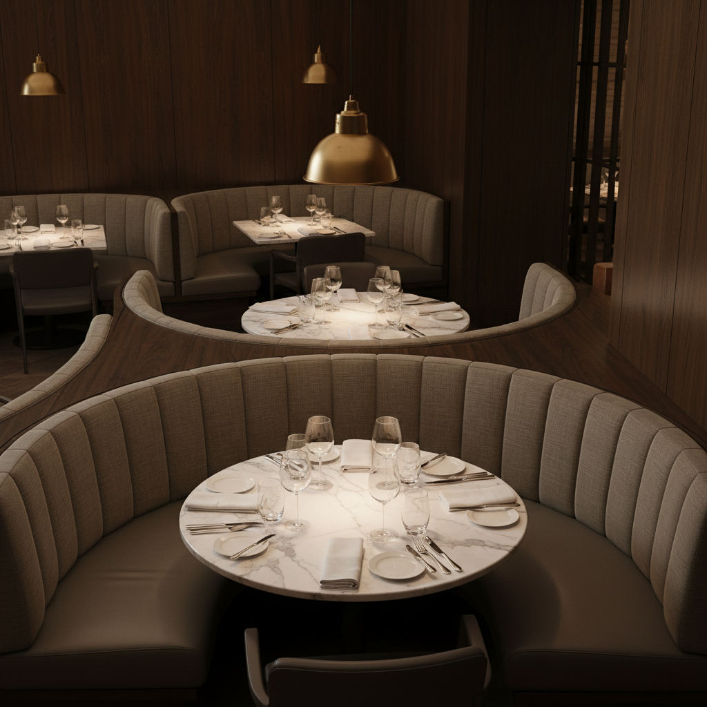 Subtle Linen Weave Deep Taupe Upholstered Banquette | Architectural Fabrics