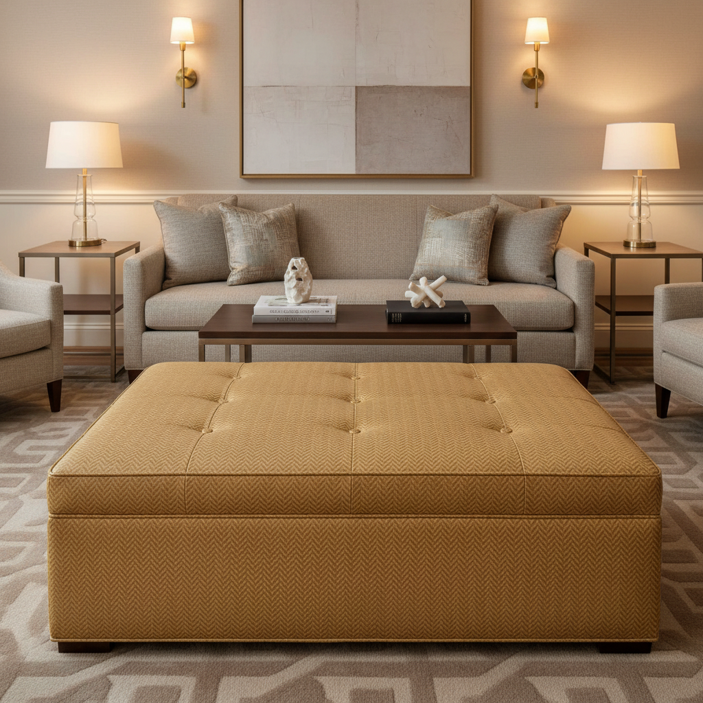 Archer - Archer Performance Vinyl Upholstered Ottoman | Architectural Fabrics