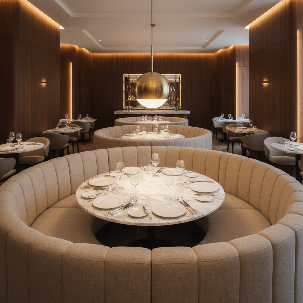 Irvington Champagne Upholstered Banquette | Architectural Fabrics