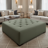 Fine Vertical Ribs Muted Olive Upholstered Ottoman | Architectural Fabrics