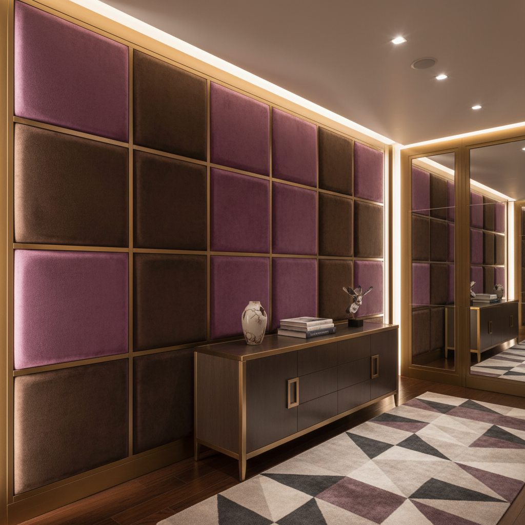 Ultrasuede  Plum Purple, Brown Upholstered Wall Panel | Ultrasuede Upholstery