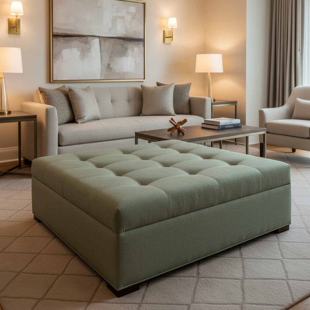 Aspect - Verdant Weave Performance Polyurethane Upholstered Ottoman | Architectural Fabrics