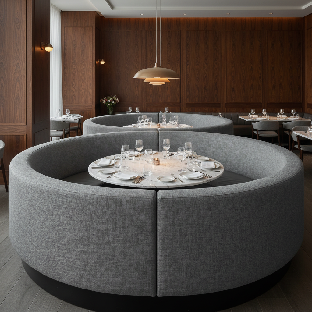 Smooth Pebble Grain Slate Gray Upholstered Banquette | Architectural Fabrics