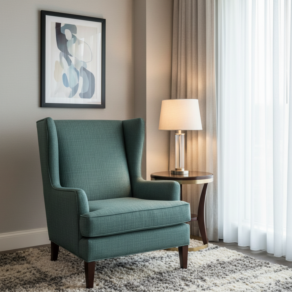 Fine Woven Texture Teal Lagoon Upholstered Chair | Architectural Fabrics