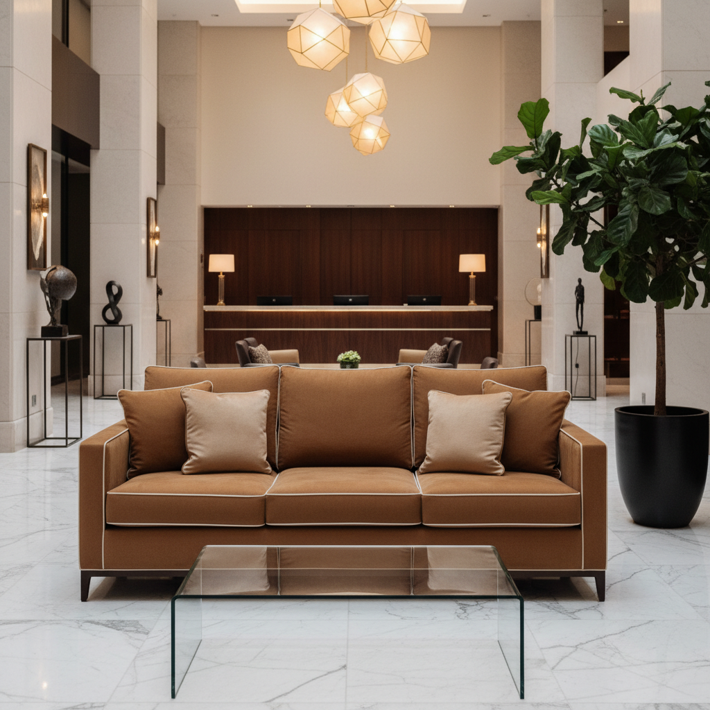 Ultrasuede Camel Upholstered Sofa | Ultrasuede Upholstery