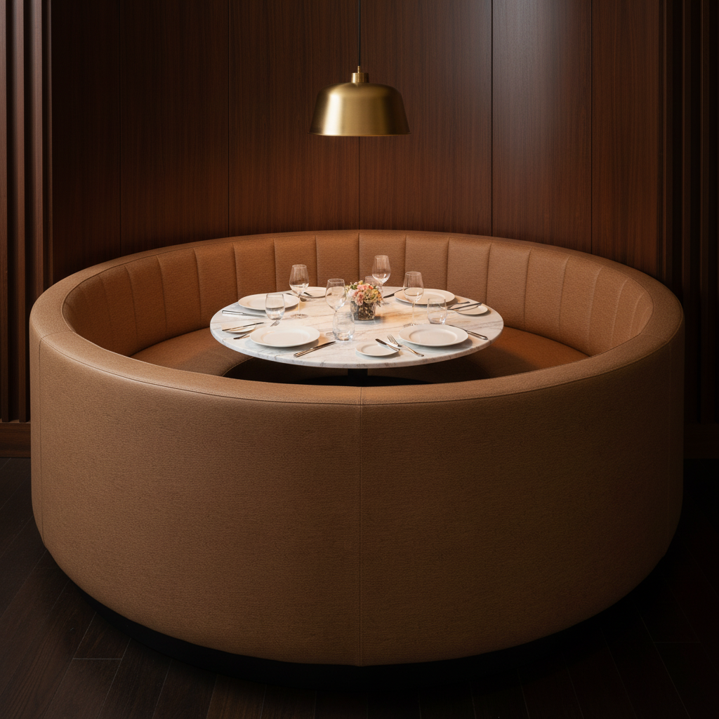 Fine Pebble Grain Cocoa Bean Upholstered Banquette | Architectural Fabrics