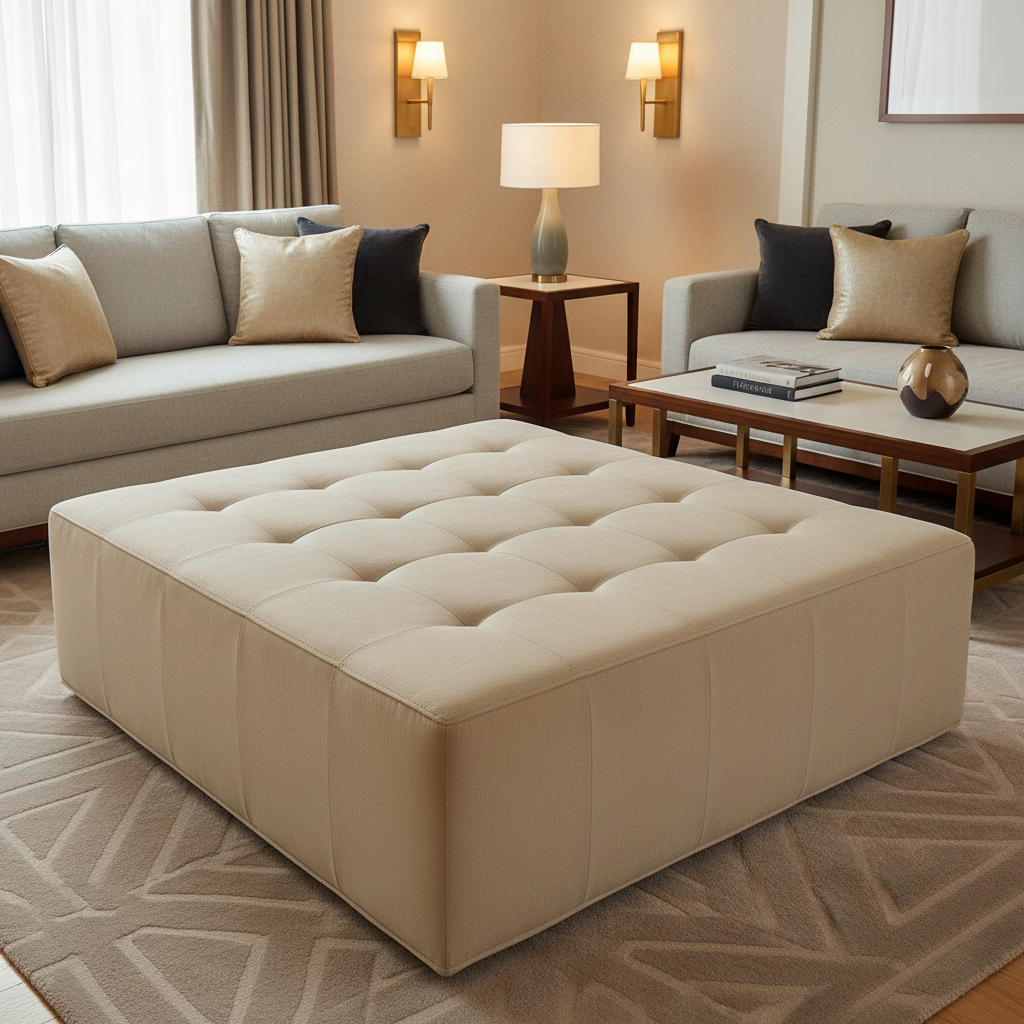 Maya Riviera - Bisque Upholstered Ottoman | Architectural Fabrics