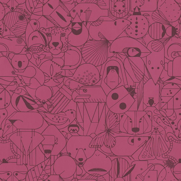 Beguiled by the Wild, Raspberry Wallcoverings | Designtex