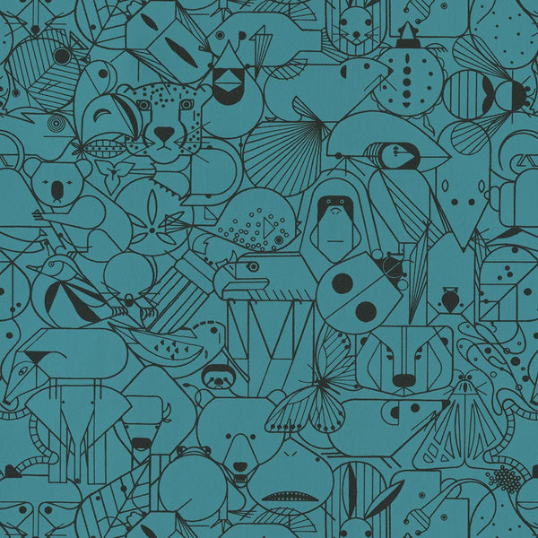 Beguiled by the Wild, Teal Wallcoverings | Designtex