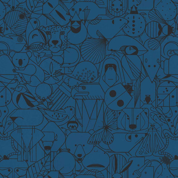 Beguiled by the Wild, Navy Wallcoverings | Designtex