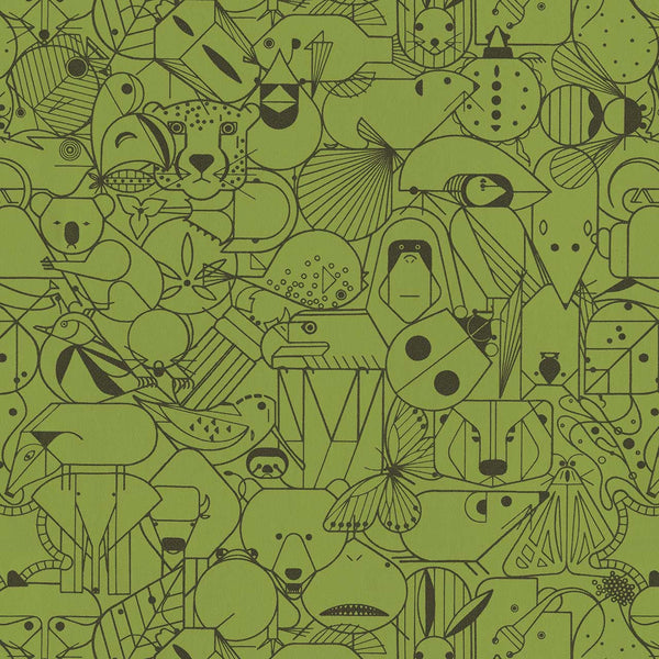 Beguiled by the Wild, Olive Green Wallcoverings | Designtex