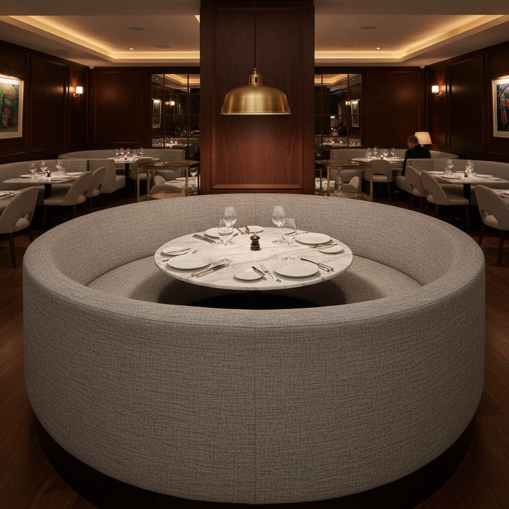 Woven Textured Weave Soft Gray Upholstered Banquette | Architectural Fabrics