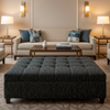 Stitchwork Bay - Midnight Upholstered Ottoman | Architectural Fabrics