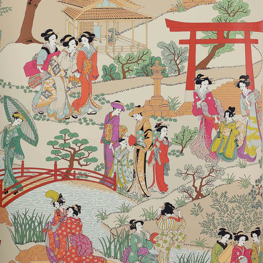 Geishas Asian Fuchsia Wallpaper | Manuel Canovas