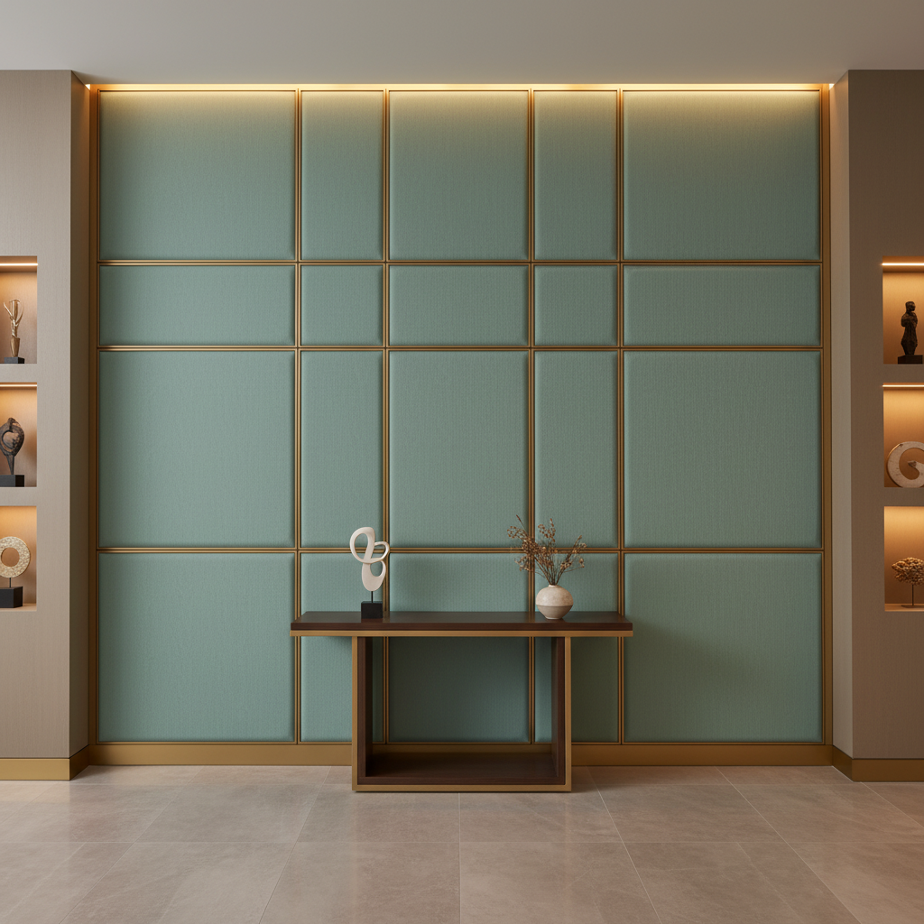Fine Ribbed Texture Seafoam Green Upholstered Wall Panel | Architectural Fabrics