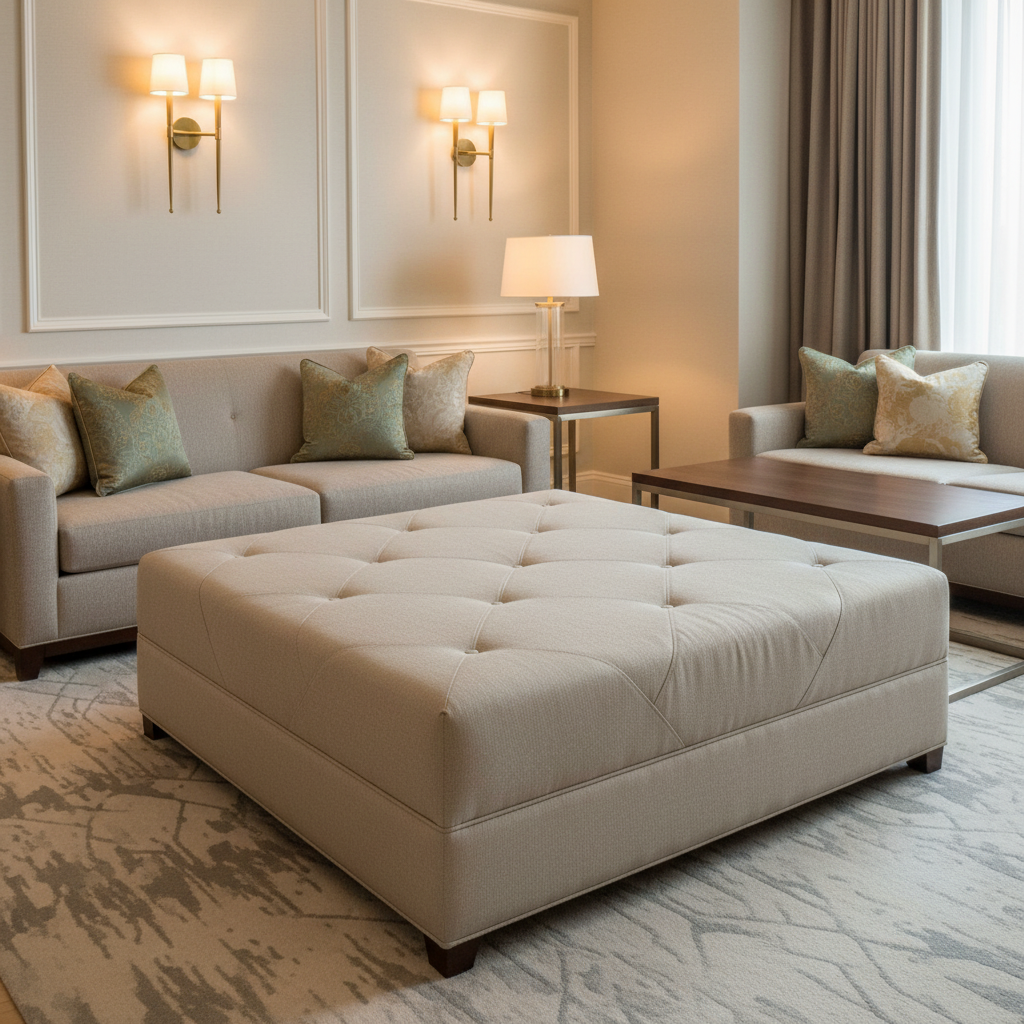 Savannah Bay - Linen Upholstered Ottoman | Architectural Fabrics