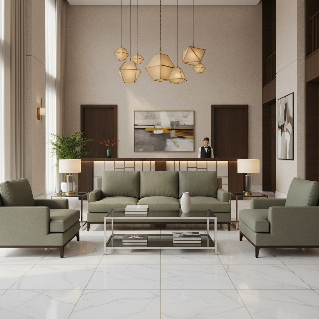 Algiers - Misty Sage Performance Vinyl Upholstered Sofa | Architectural Fabrics