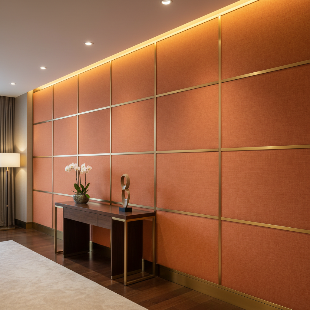 Aarden - Terracotta Silicone Hybrid Upholstered Wall Panel | Architectural Fabrics