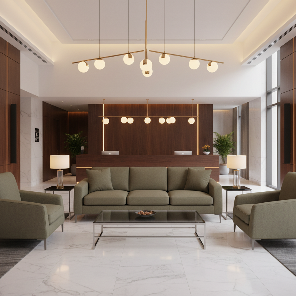 Smooth Pebble Grain Muted Olive Upholstered Sofa | Architectural Fabrics