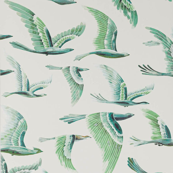 Hydra Bird Wallpaper Green | Manuel Canovas