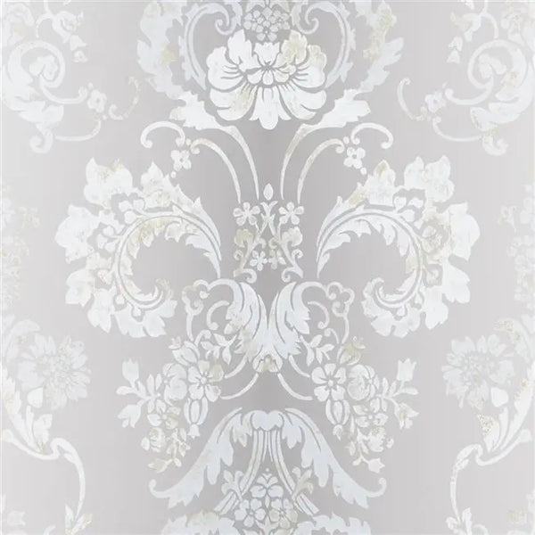 Kashgar Damask 04 Platinum Wallpaper | Designers Guild Europe