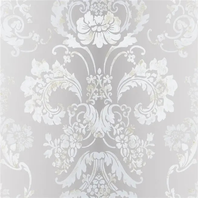 Kashgar Damask 04 Platinum Wallpaper | Designers Guild Europe